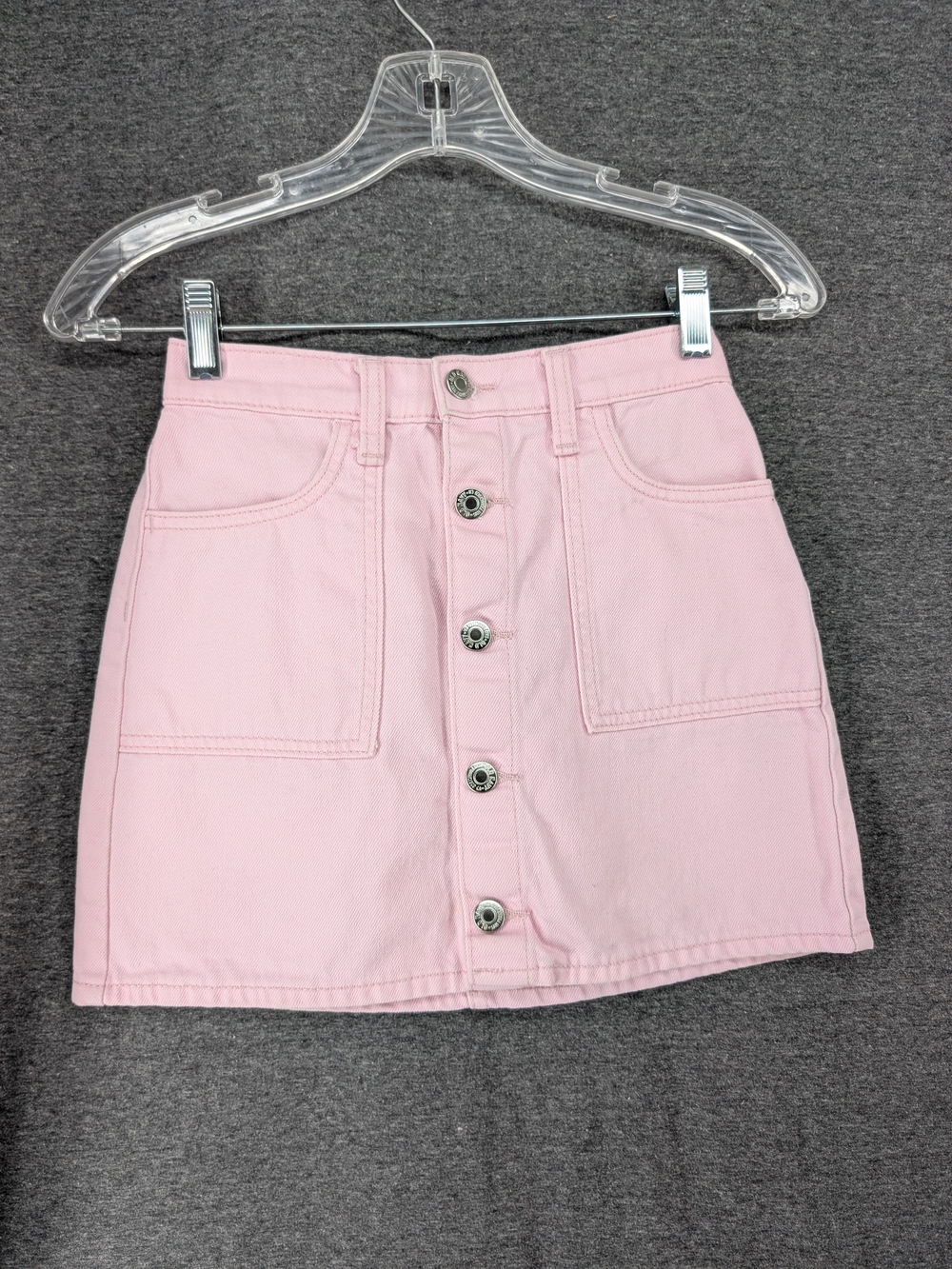 Girl's Old Navy Pink Button-Front Denim Skirt